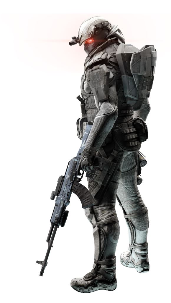 Soldado da classe Assault com armadura e rifle