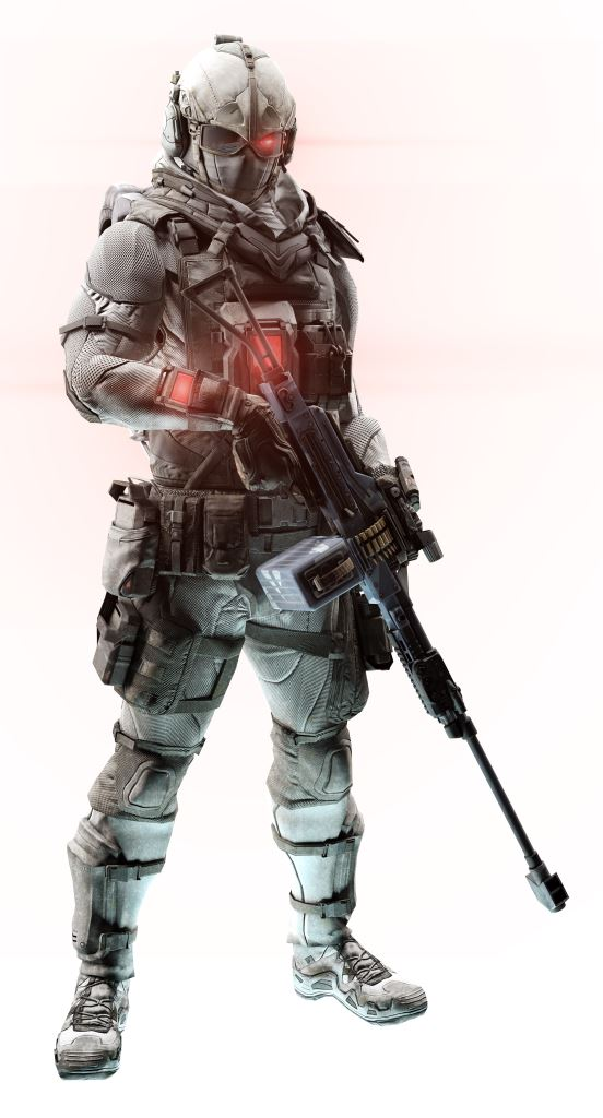 Soldado da classe Support com metralhadora e equipamento tático